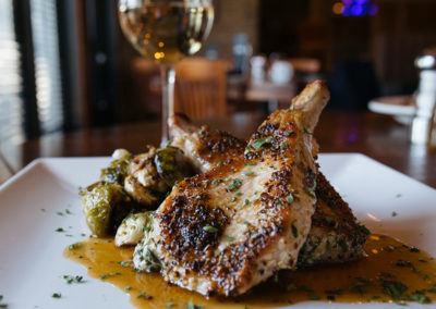 Johnny's Italian Steakhouse chicken and brussel sprouts