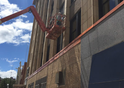 Exterior work on The Axis Hotel in downtown Moline, Illinois