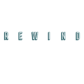 Rewind Hotel Tapestry Green and white logo